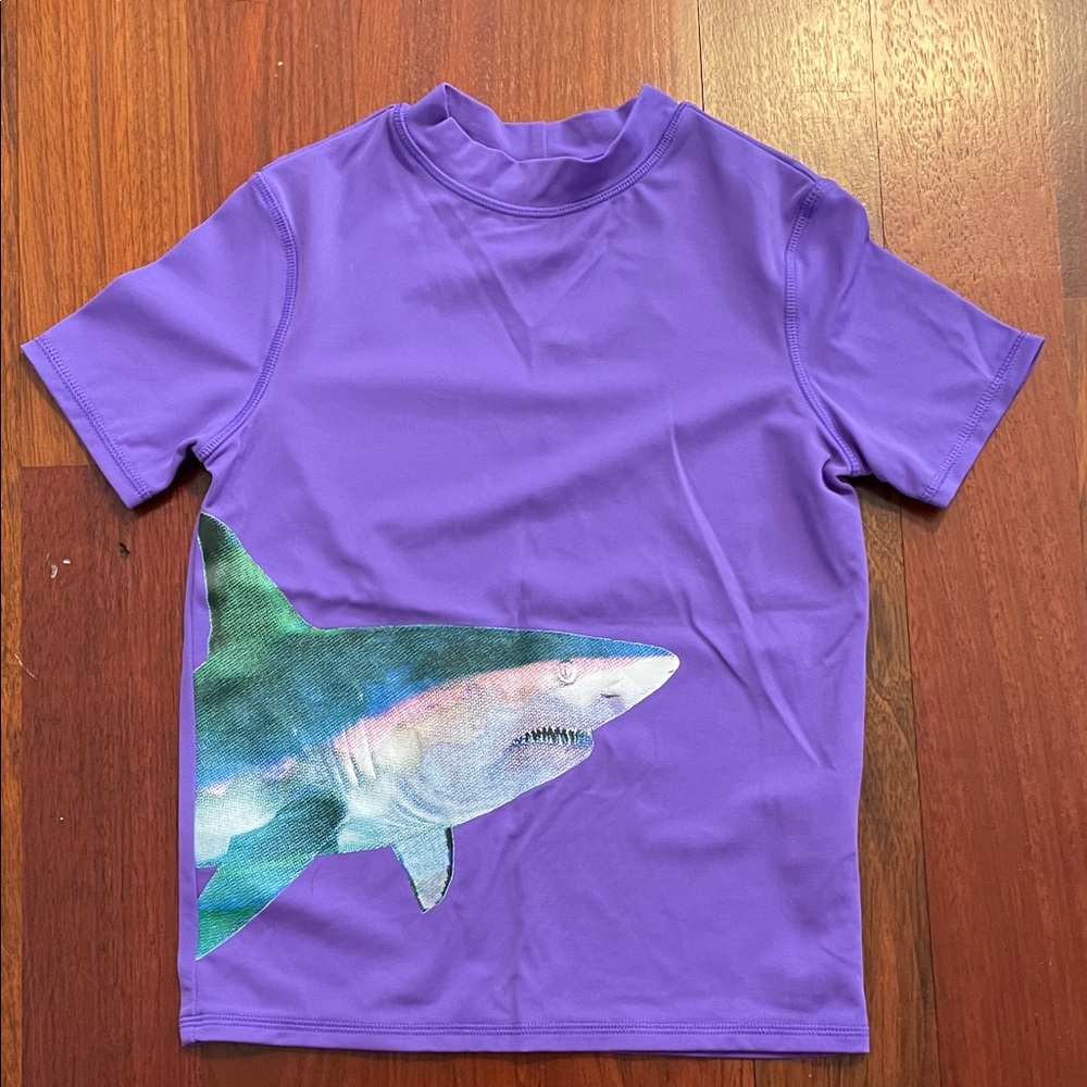 Lands' End Purple Kids Swim Rashguard with Shark Design
